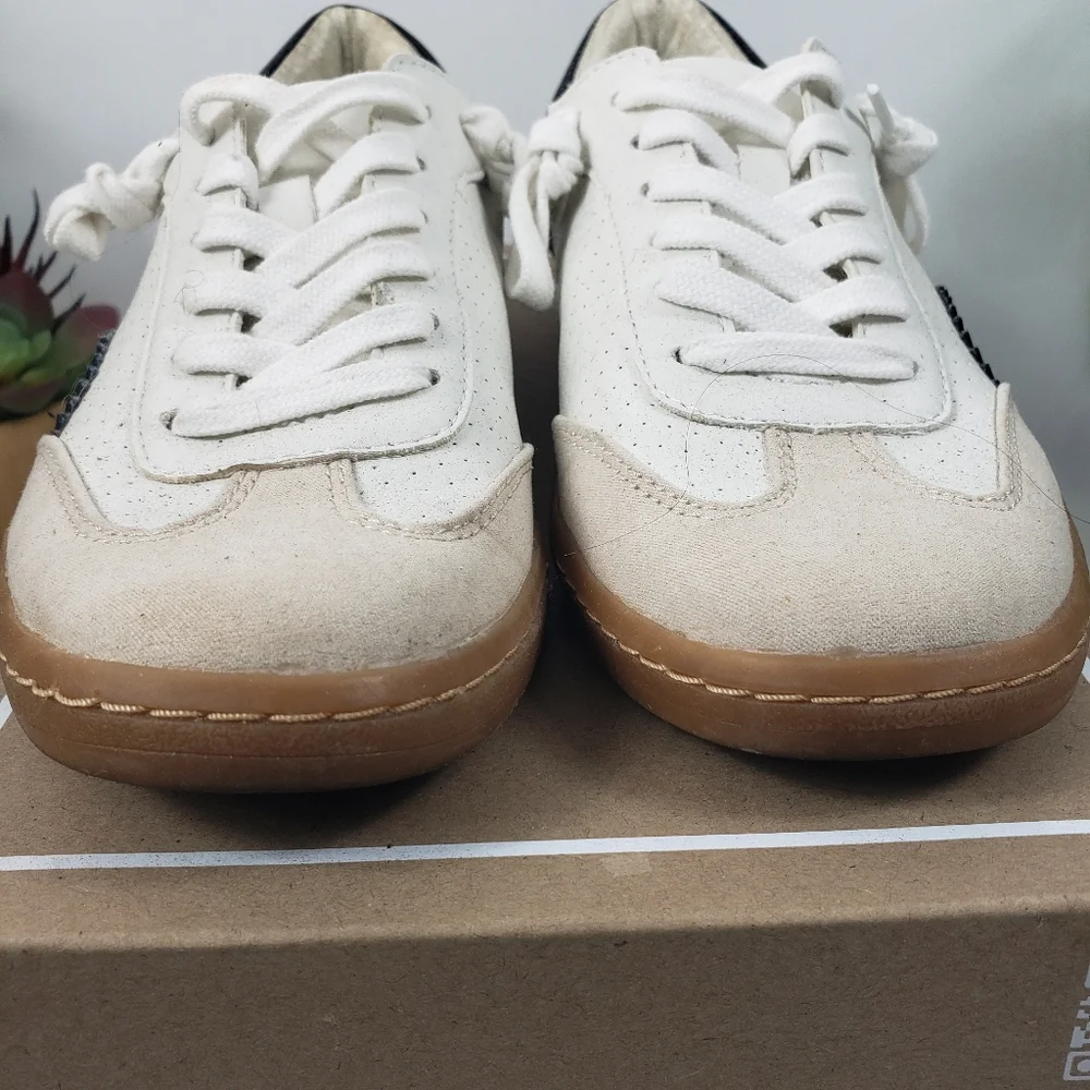 Dolce Vita - White Black Leather Taupe Suede Stella Nadia Sneaker sz 7.5